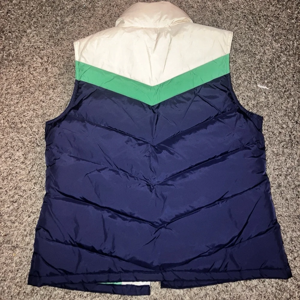 Old Navy Retro Vintage-Style Women's Chevron Mod Real Down Puffer Vest - Blue